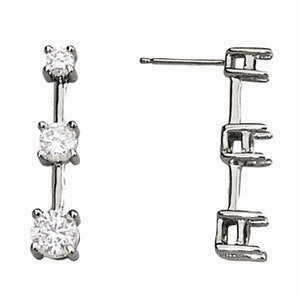 affordable choice Pretty Ornament 0.50 CTW Round Diamond Three Stone Earrings