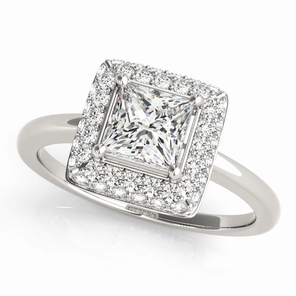 Work Outfit Luxury Touch 0.75 CT Square Diamond Halo Engagement Ring