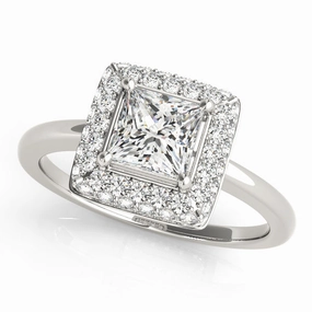 Work Outfit Luxury Touch 0.75 CT Square Diamond Halo Engagement Ring