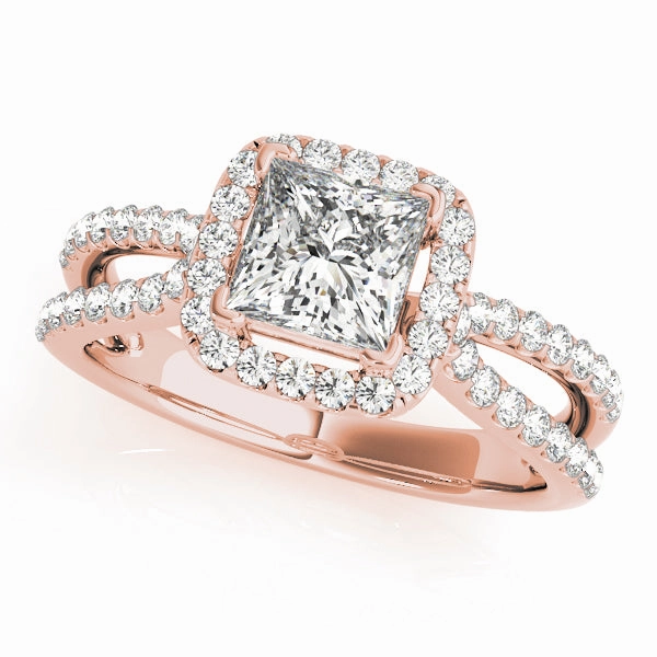 Practical Appearance Iconic Accent 0.75 CT Square Diamond Halo Engagement Ring