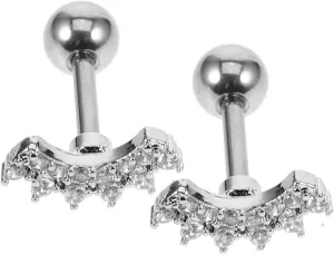 1 Pair Zircon Inlaid Women's Earring Studs Set Fashion Metal Stud Earrings for Women