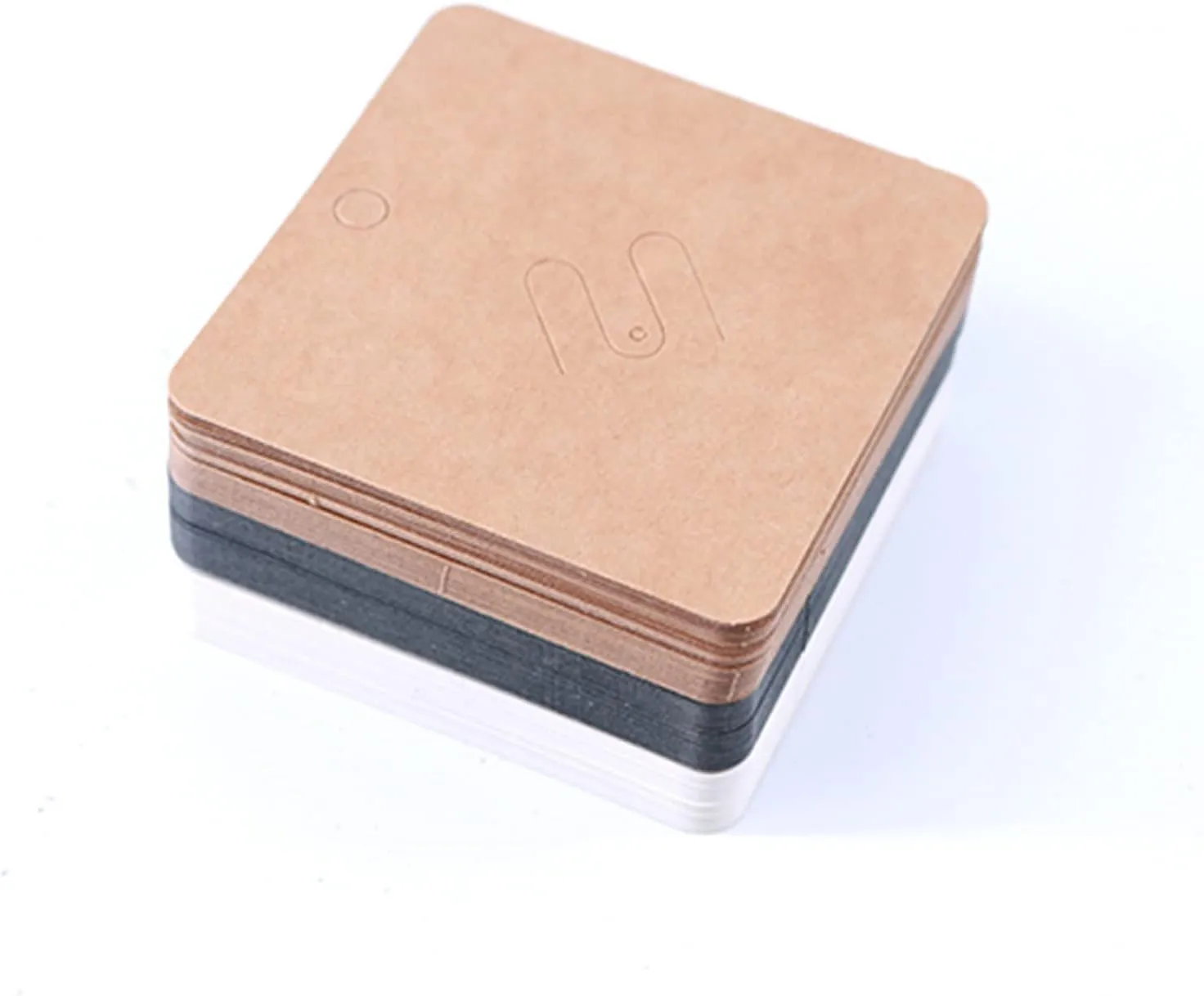 100Pcs/ Brooches Display Card Blank Kraft Paper-Tag Jewelry Packaging Card Small Business Sale Hang-Price-Tag Card Black Kraft Paper