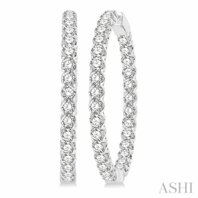 Minimal Mood 10 Ctw Inside-Out Round Cut Diamond 1 1/2 Inch Hoop Earrings in 14K White Gold