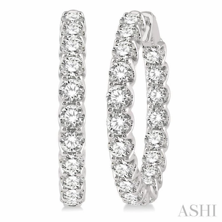 Radiant Accessories 10 Ctw Inside-Out Round Cut Diamond Hoop Earrings in 14K White Gold