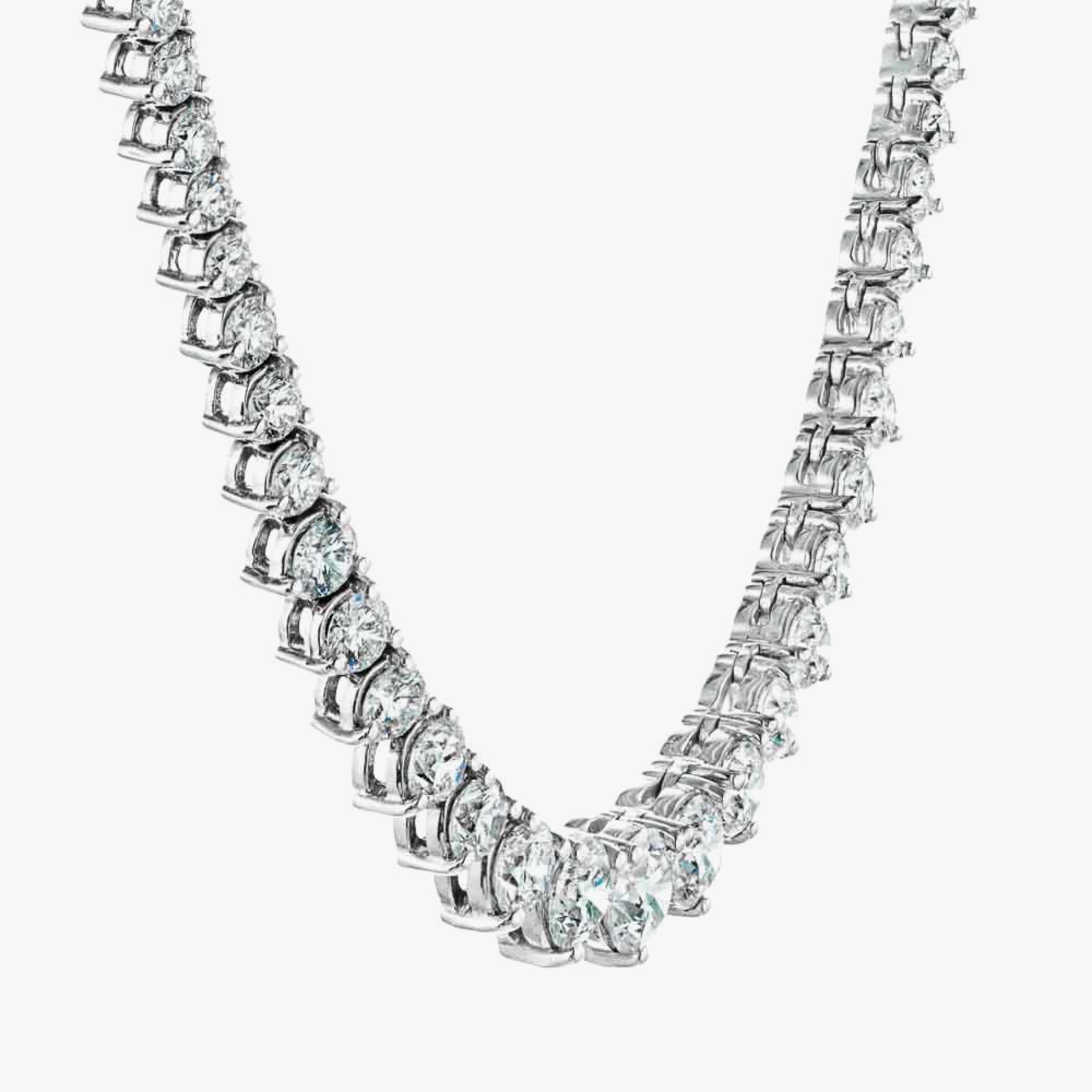 10 ctw Round Lab Grown Diamond Three Prong Riviera Tennis Necklace - 18 Inches Superb Gift Statement Fashion