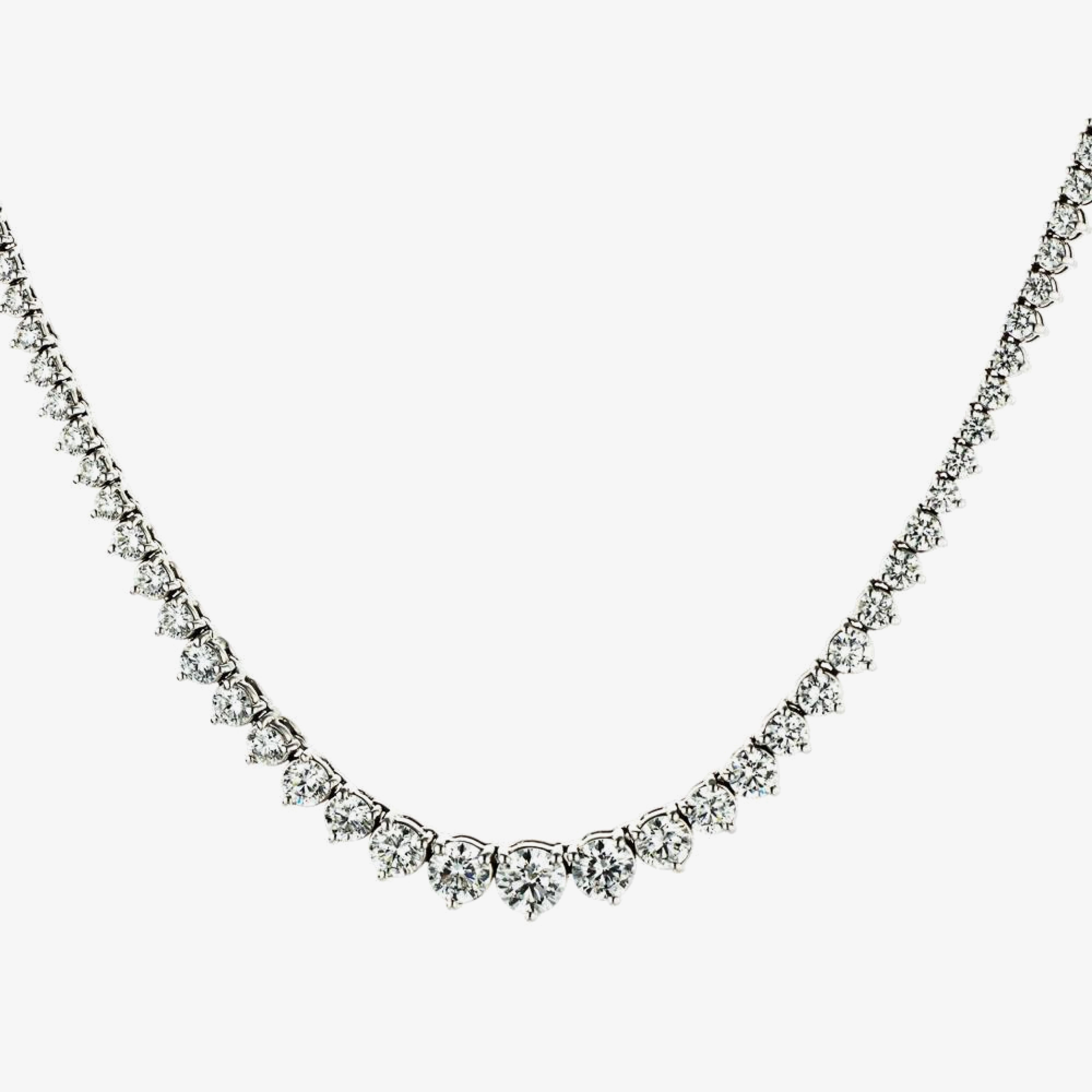 10 ctw Round Lab Grown Diamond Three Prong Riviera Tennis Necklace - 18 Inches Dazzling Look