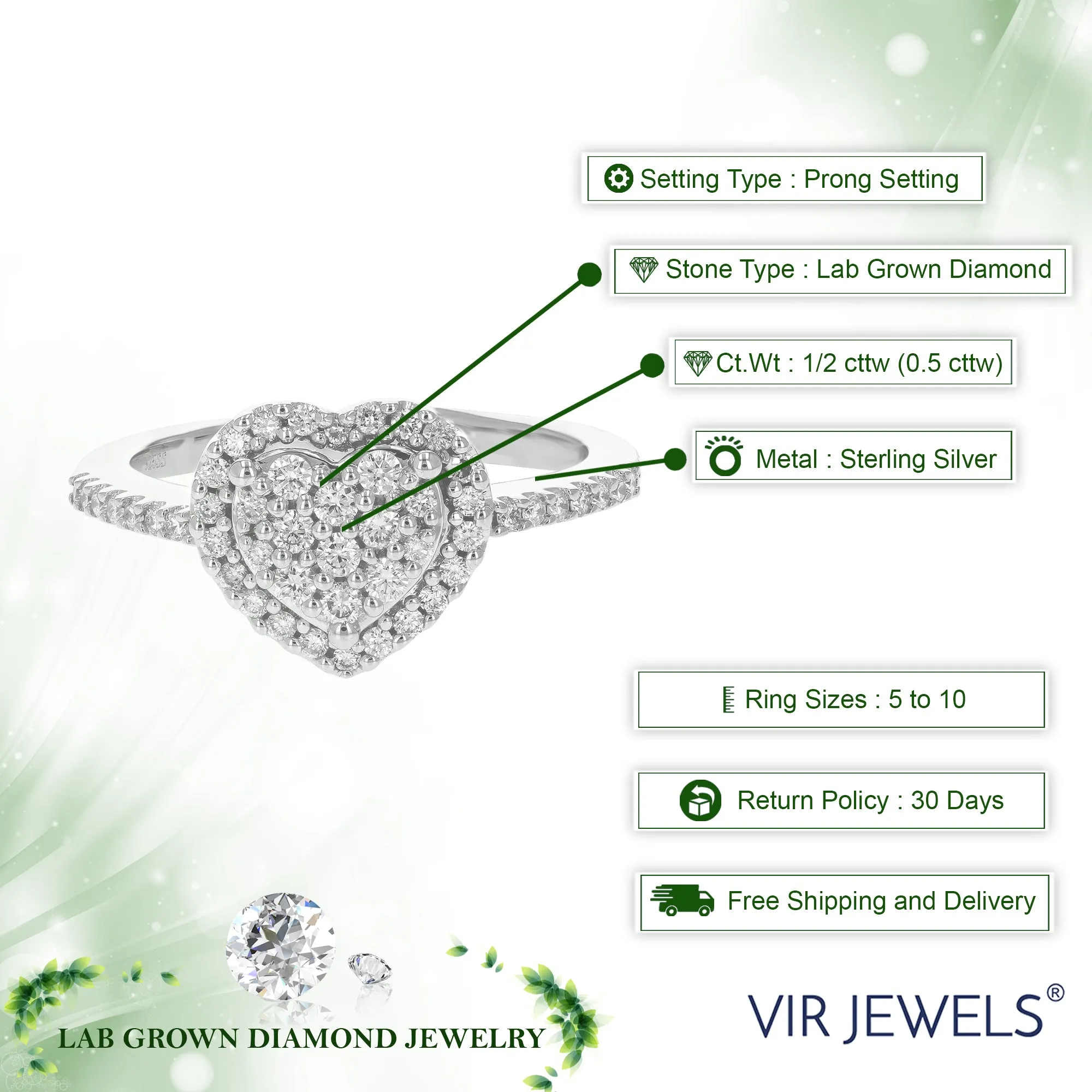 1/2 cttw Round Cut Lab Grown Diamond Wedding Engagement Ring .925 Sterling Silver Prong Set