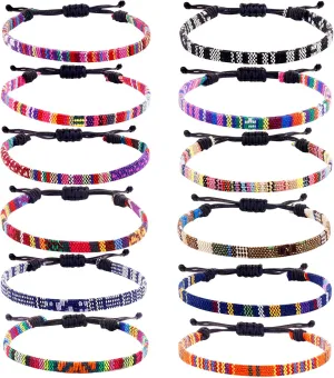 12 Pcs Boho Bracelets Adjustable Braided Bracelets Ankle Bracelets Bulk Woven Bracelet Friendship Bracelet for Women Men