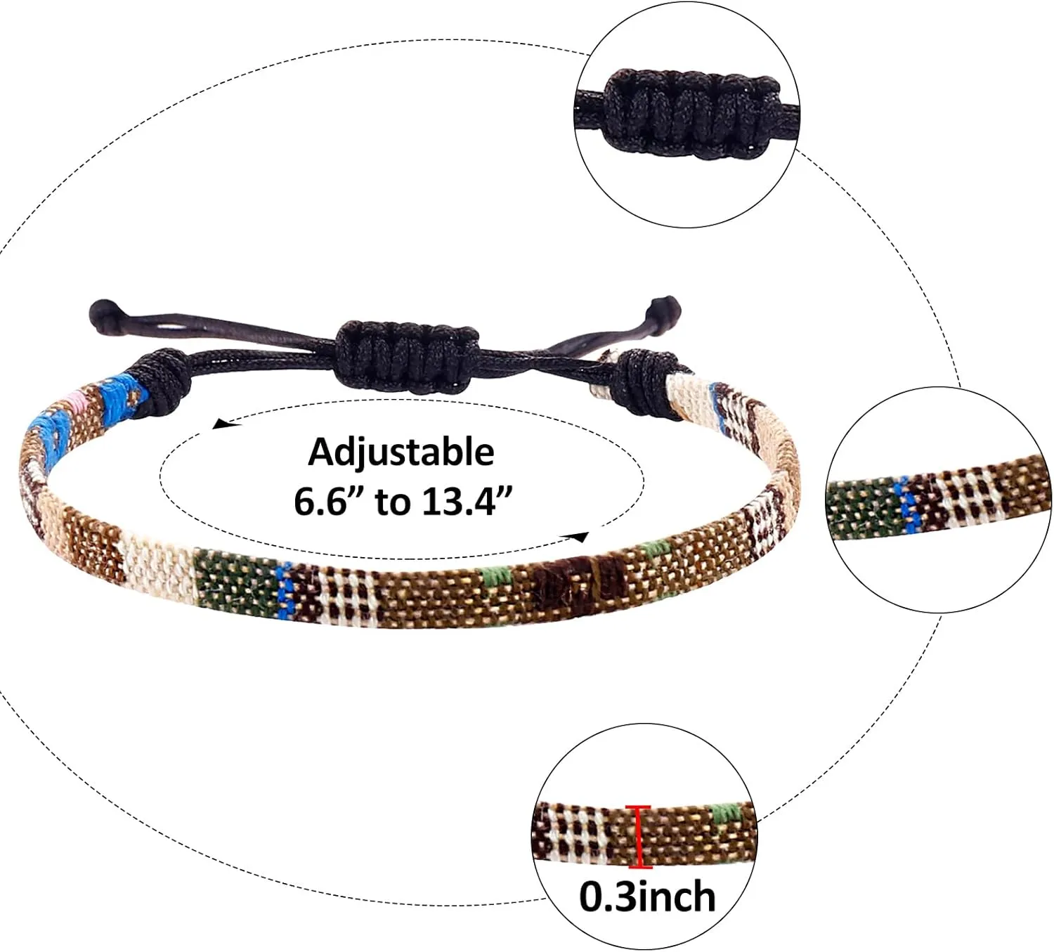 12 Pcs Boho Bracelets Adjustable Braided Bracelets Ankle Bracelets Bulk Woven Bracelet Friendship Bracelet for Women Men