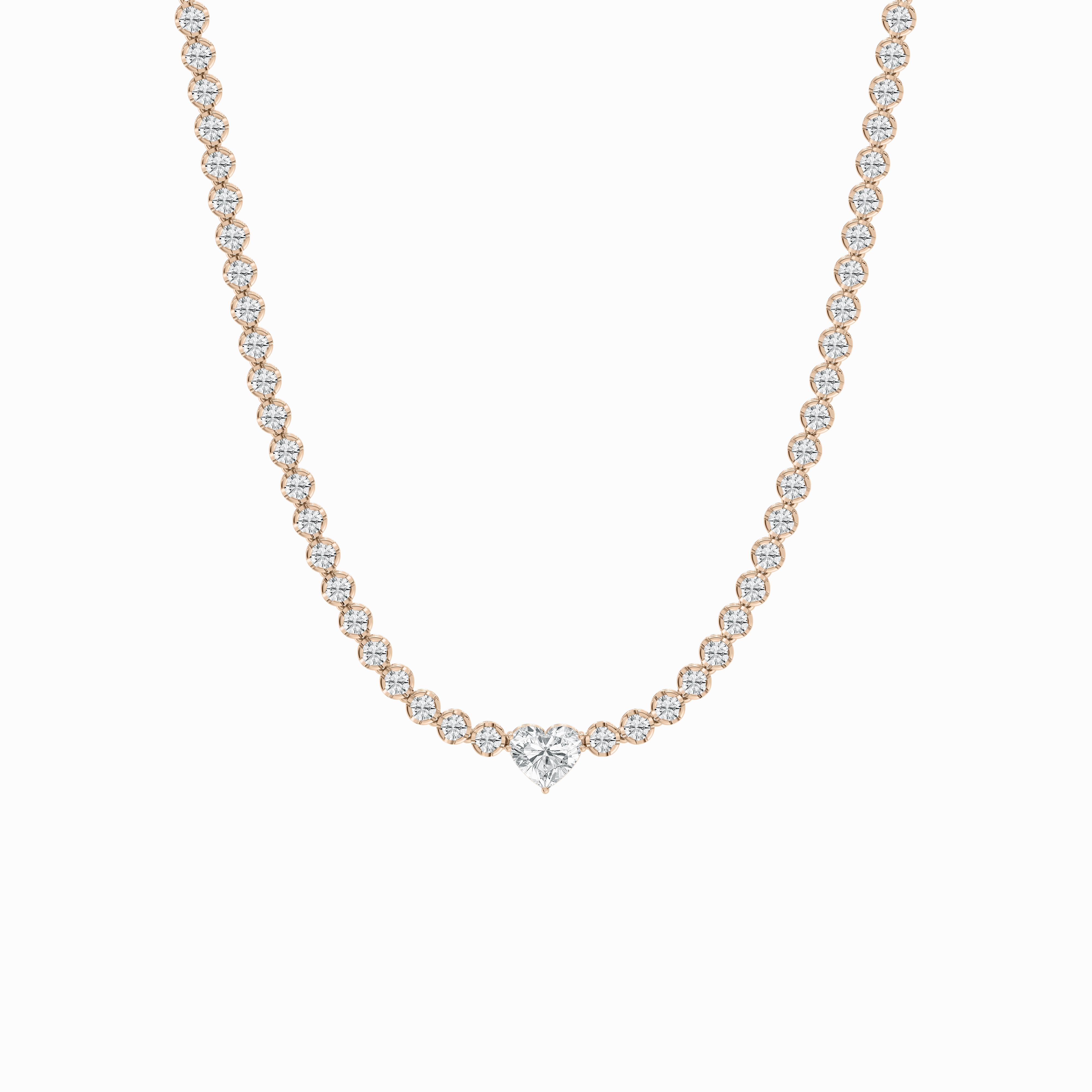 13 ? ctw Round Lab Grown Diamond Heart Center Tennis Necklace - 18 Inches Vintage Accessory Minimal Edge
