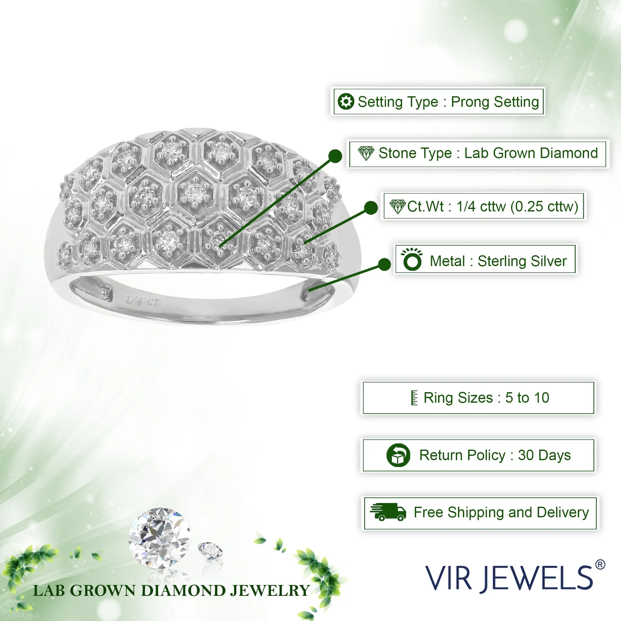 1/4 cttw Round Cut Lab Grown Diamond .925 Sterling Silver Engagement Ring Prong Set
