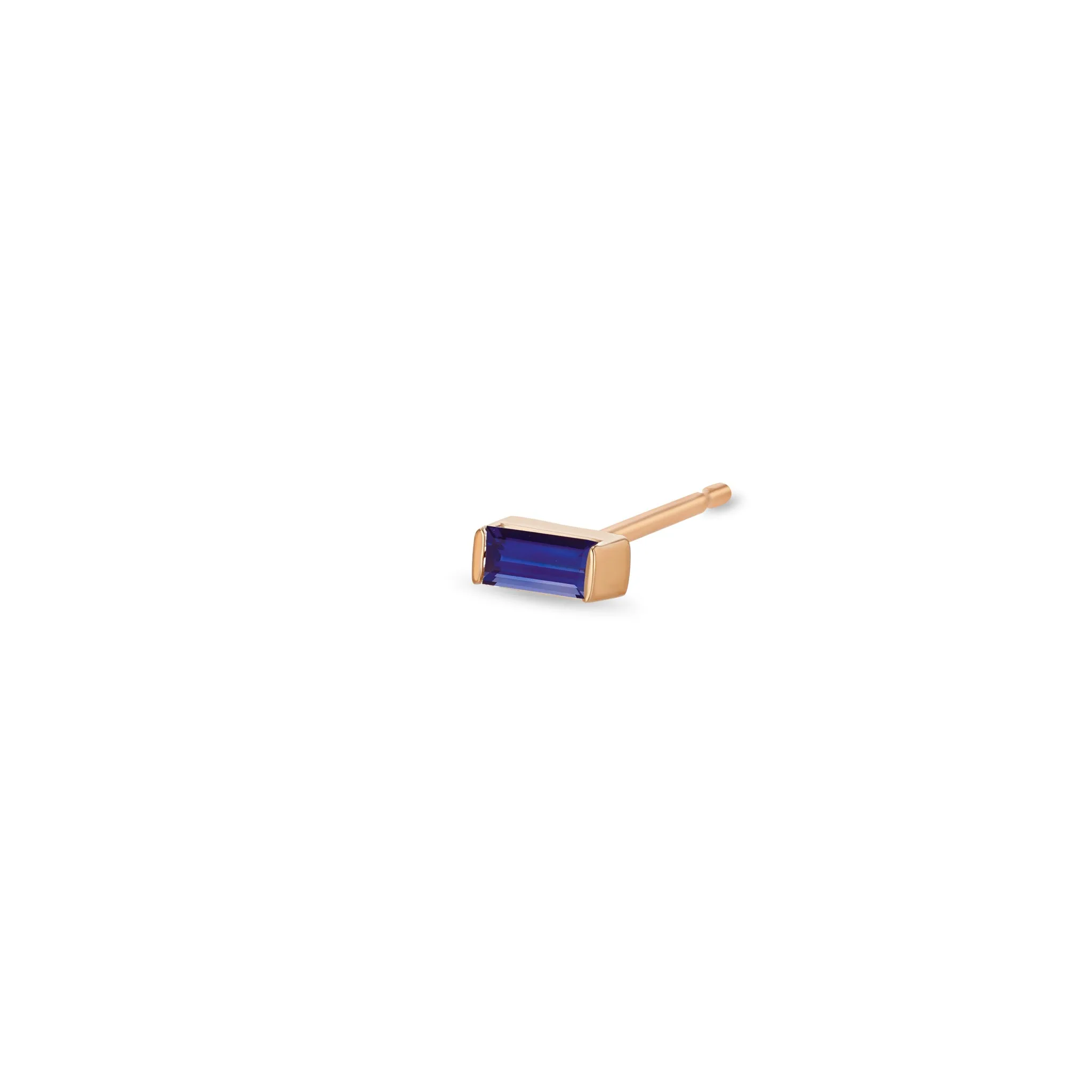 14k Blue Sapphire Baguette Studs | September Birthstone