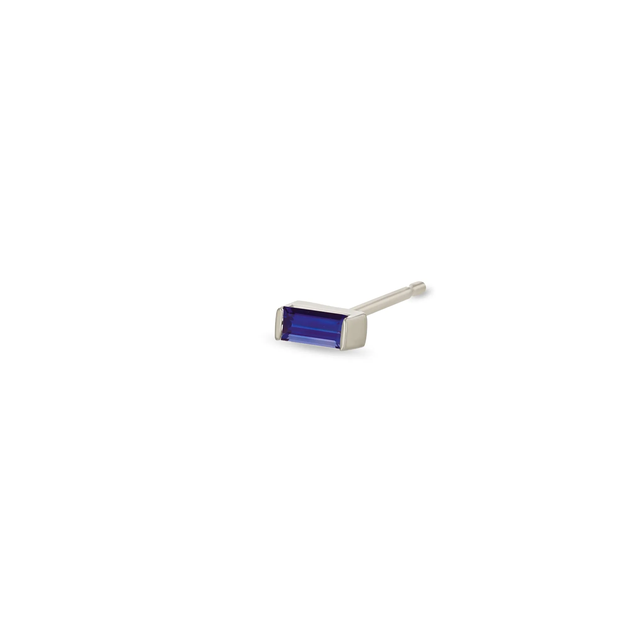 14k Blue Sapphire Baguette Studs | September Birthstone