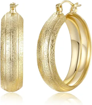 14K Gold Hoop Earrings for Women Trendy Grainy Gold Hoop Earrings Gold Jewelry Womens Earrings