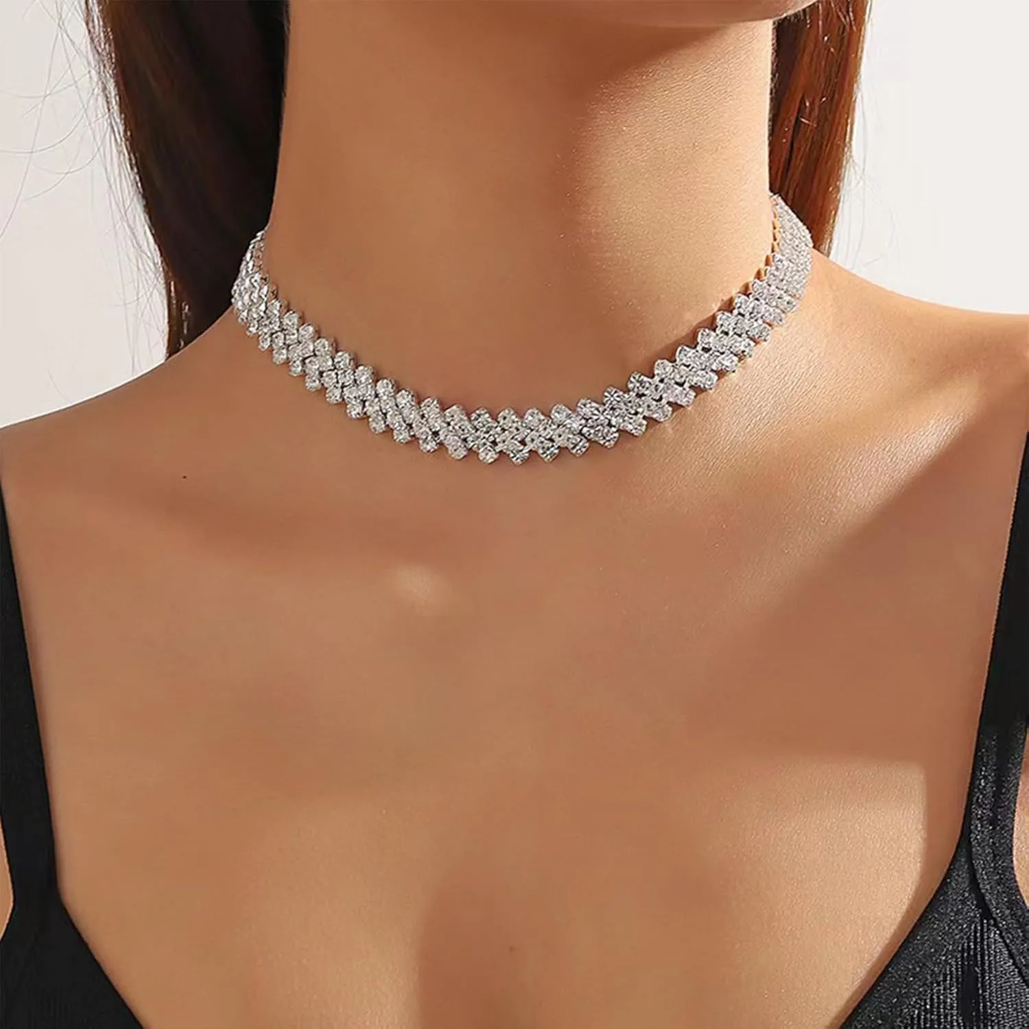 14K Gold/Silver Dainty Choker Necklaces for Women Adjustable Sparkling Stacking Necklaces Aesthetic Simple Chain Necklace Minimalist Jewelry Gifts for Mom Girlfriend