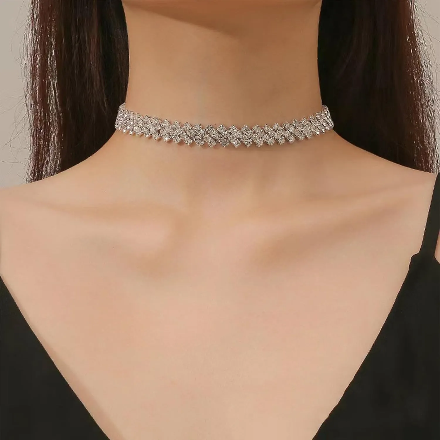 14K Gold/Silver Dainty Choker Necklaces for Women Adjustable Sparkling Stacking Necklaces Aesthetic Simple Chain Necklace Minimalist Jewelry Gifts for Mom Girlfriend