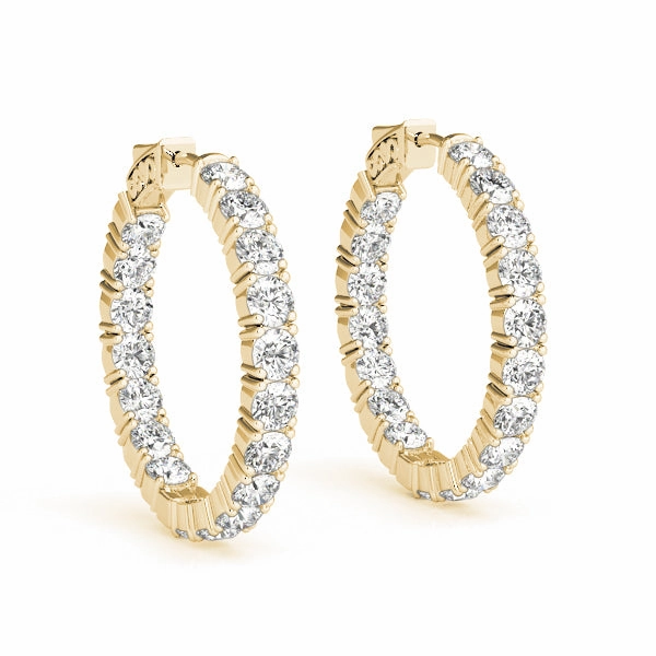 14K Gold Diamond Inside Out Hoop Earrings Secure Element