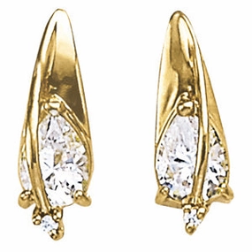 Adorable Accessory Vintage-Inspired Decoration 14K Gold Round Diamond Stud Earrings