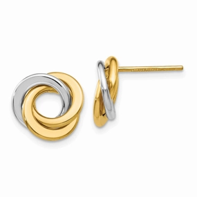 Opulent Radiance 14k Two-tone Polished Intertwined Circles Post Earrings