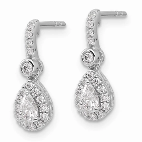 Custom Craftwork 14k White Gold 5/8 carat Lab Grown Diamond VS  F  Complete Pear Dangle Post Earrings