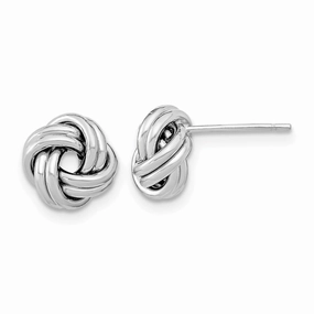 14k White Gold Polished Double Love Knot Post Earrings Ethereal Detail