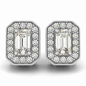 14K White Gold Round Diamond Halo Earrings Office Ornament Round Item