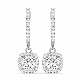 Beautiful Product 14K White Gold Round Diamond Halo Earrings