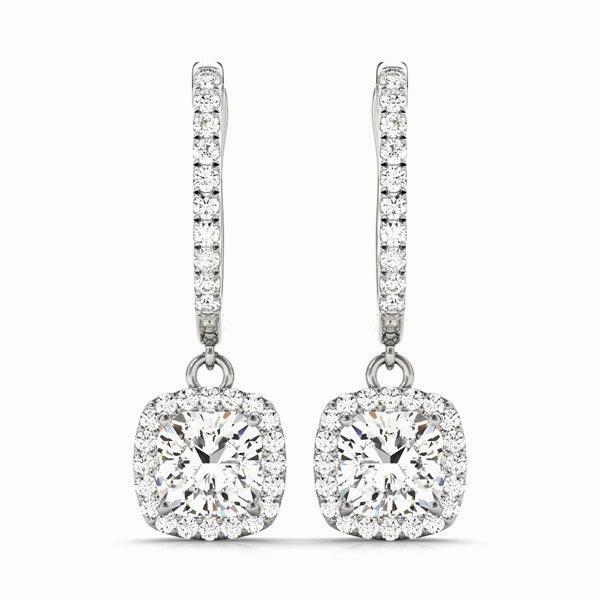 Beautiful Product 14K White Gold Round Diamond Halo Earrings
