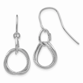 14K White Gold Small Twisted Circle Shepherd Hook Earrings holiday season