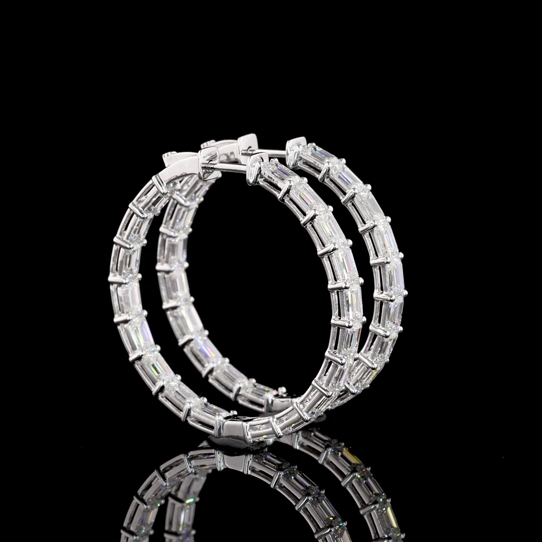Modernist Piece 14K WHITE GOLDHoops Earrings