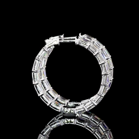 Sturdy Adornment 14K WHITE GOLDHoops Earrings