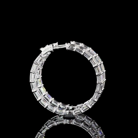 14K WHITE GOLDHoops Earrings Premium item Sturdy Must-Have