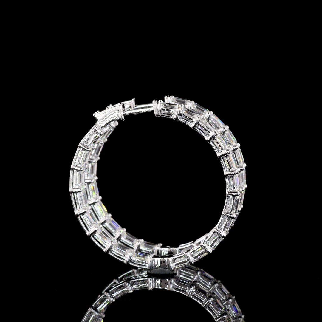 14K WHITE GOLDHoops Earrings Premium item Sturdy Must-Have