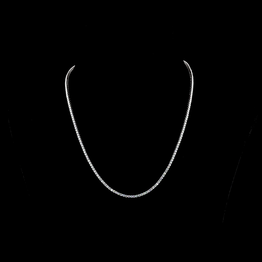 14K WHITE GOLDTennis Necklace Home Accent Handmade Accessory