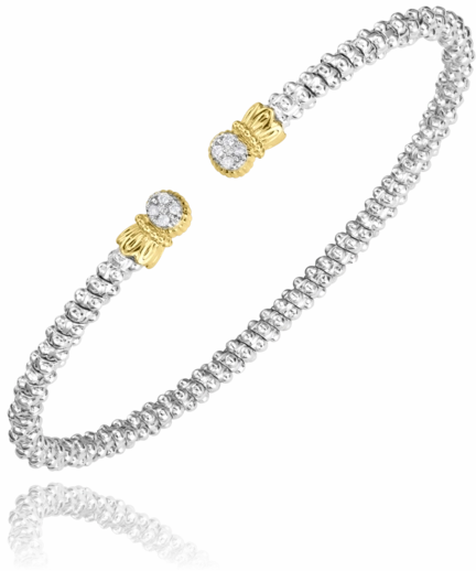 Luxury Line 14K Yellow Gold and Sterling Silver Diamond Bangle Bracelet