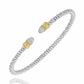 Cultural Event 14K Yellow Gold and Sterling Silver Diamond Bangle Bracelet