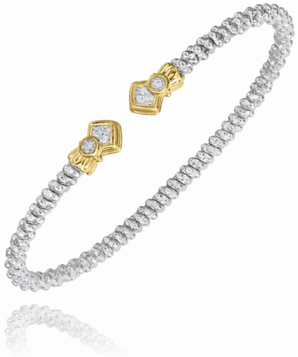 Brunch Outfit 14K Yellow Gold and Sterling Silver Diamond Bangle Bracelet