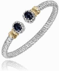 Chic Layer 14K Yellow Gold and Sterling Silver Diamond Bangle Bracelet