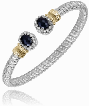 Chic Layer 14K Yellow Gold and Sterling Silver Diamond Bangle Bracelet