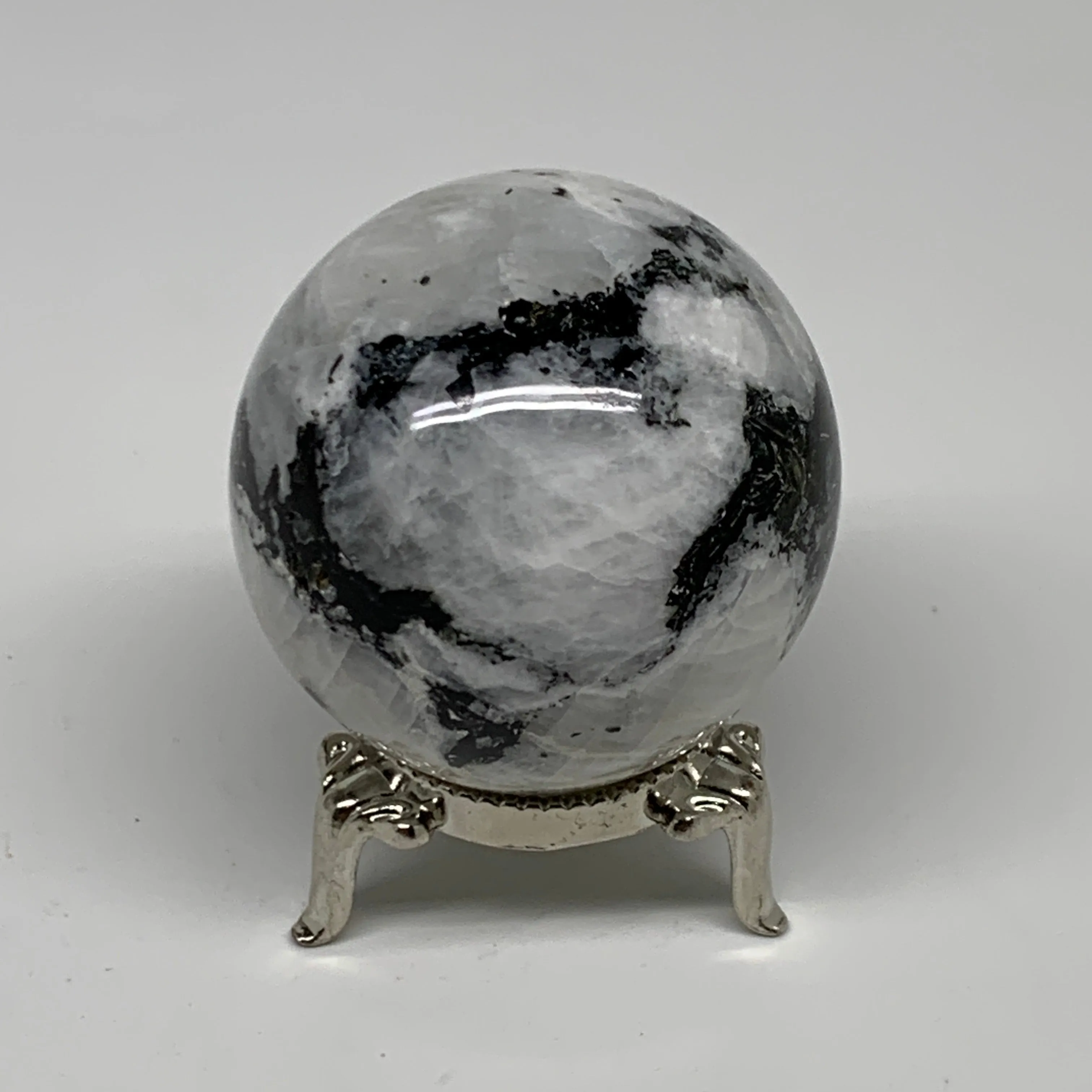 165.7g, 1.9"(49mm), Natural Rainbow Moonstone Sphere Ball Gemstone, B35187