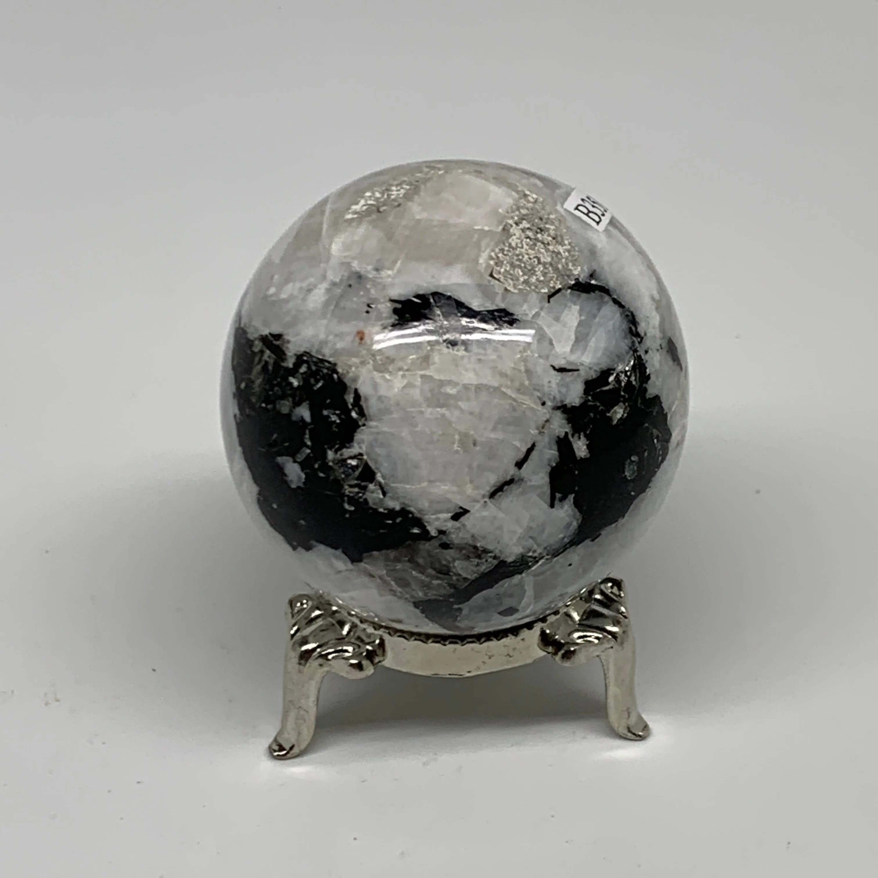 165.7g, 1.9"(49mm), Natural Rainbow Moonstone Sphere Ball Gemstone, B35187