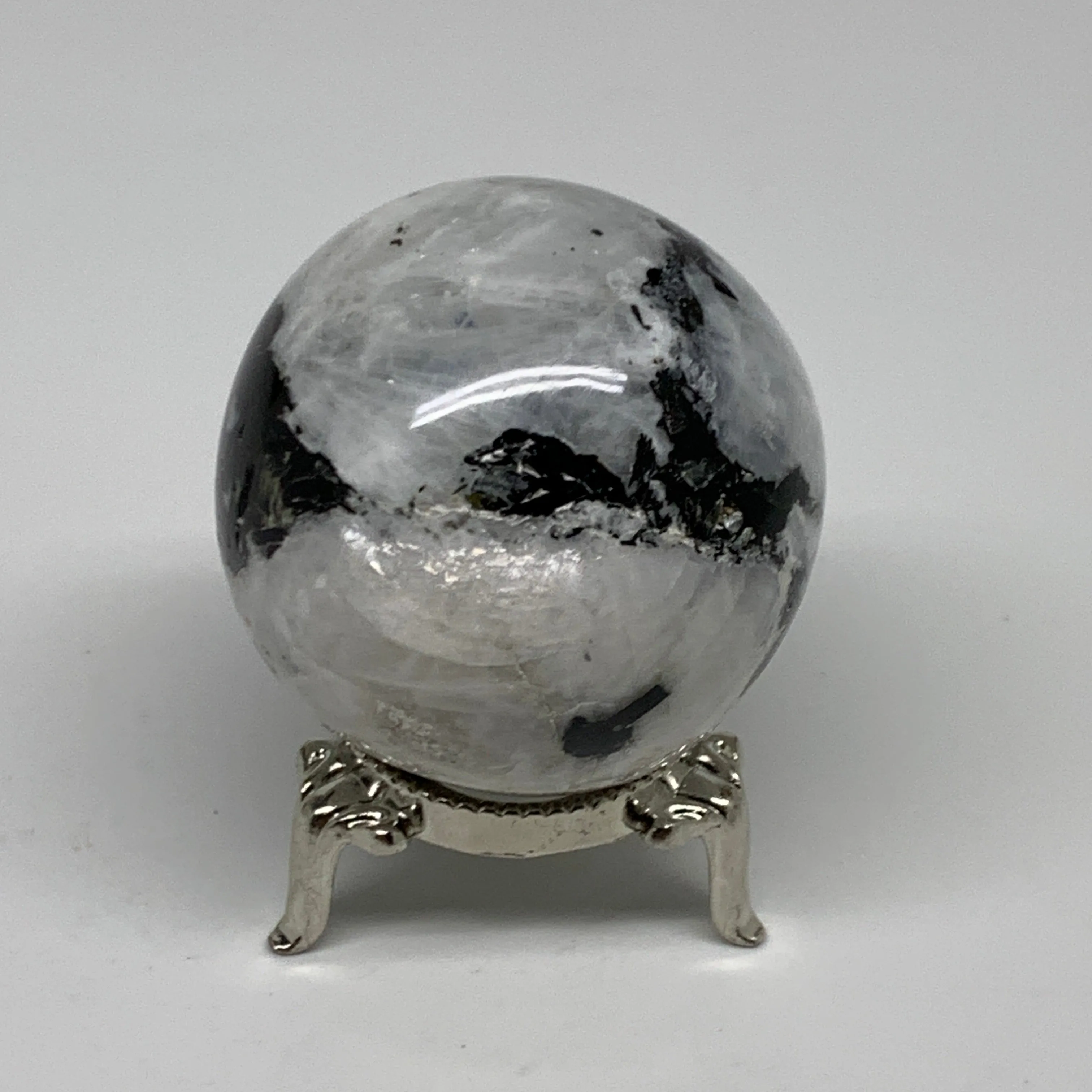 165.7g, 1.9"(49mm), Natural Rainbow Moonstone Sphere Ball Gemstone, B35187