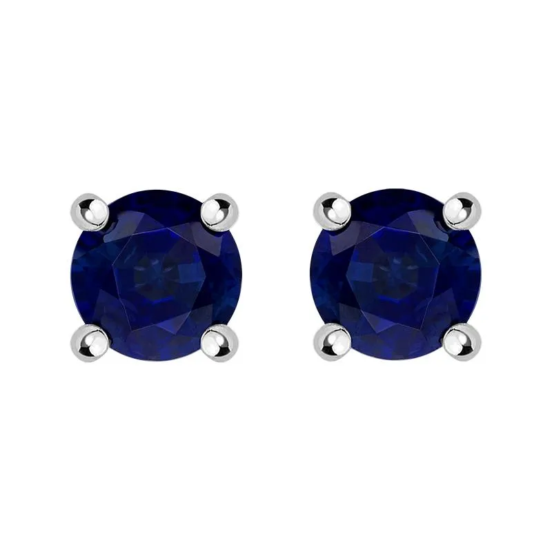 18ct Yellow White Gold Sapphire Claw Set Solitaire Stud Earrings