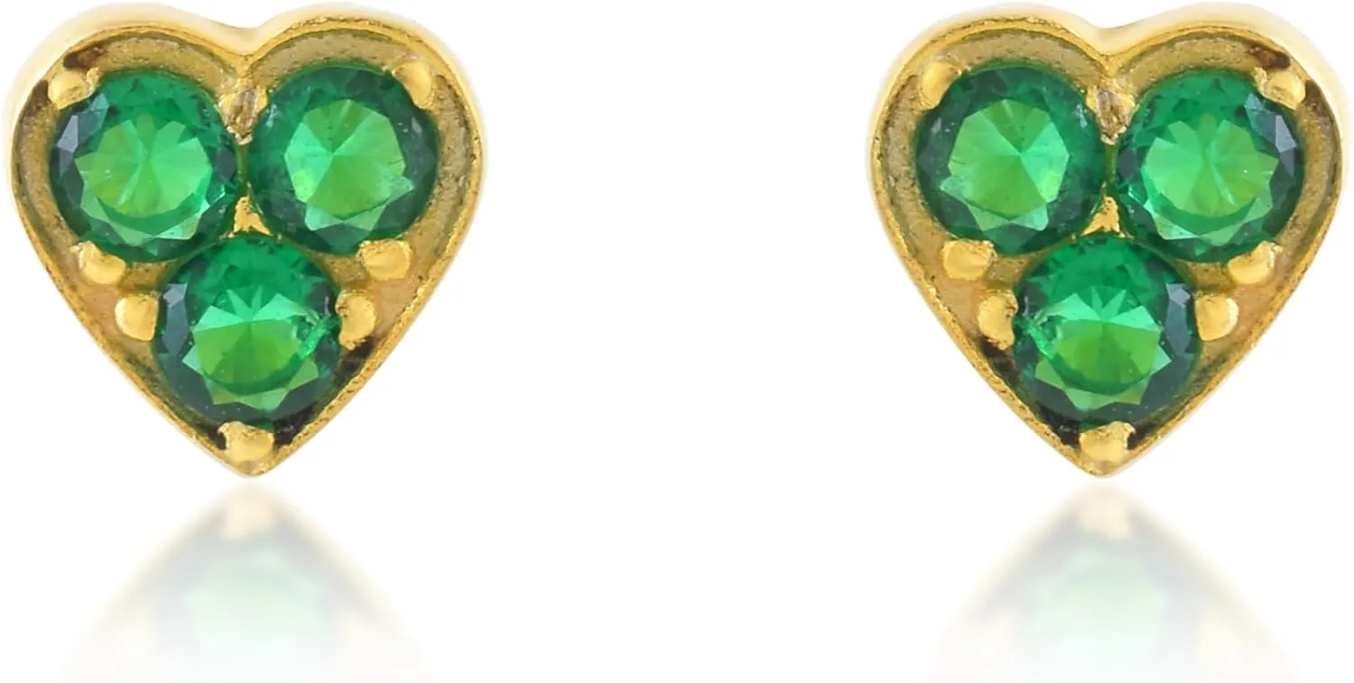 18K Gold Plated 3-Stone Zirconia Halo Stud Earrings - Premium Cubic Zirconia Jewelry for Women