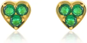 18K Gold Plated 3-Stone Zirconia Halo Stud Earrings - Premium Cubic Zirconia Jewelry for Women