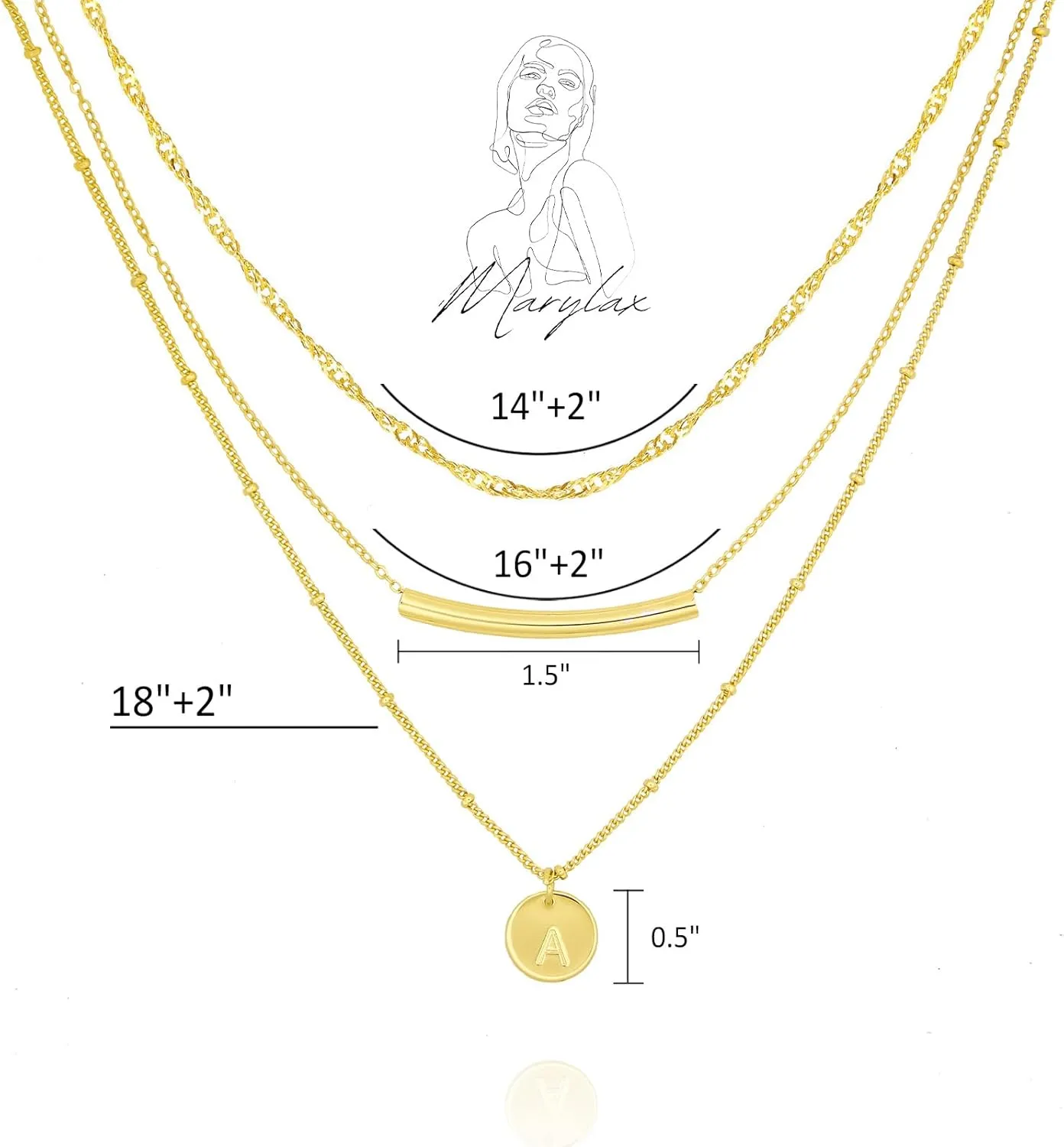 18K Gold Plated Layered Necklaces for Women - Dainty Gold Necklaces, Layered Initial Necklaces for Women Gold, Choker Necklace, Gold Layering Necklaces, Stacked Necklaces for Women, Gold Jewelry Set