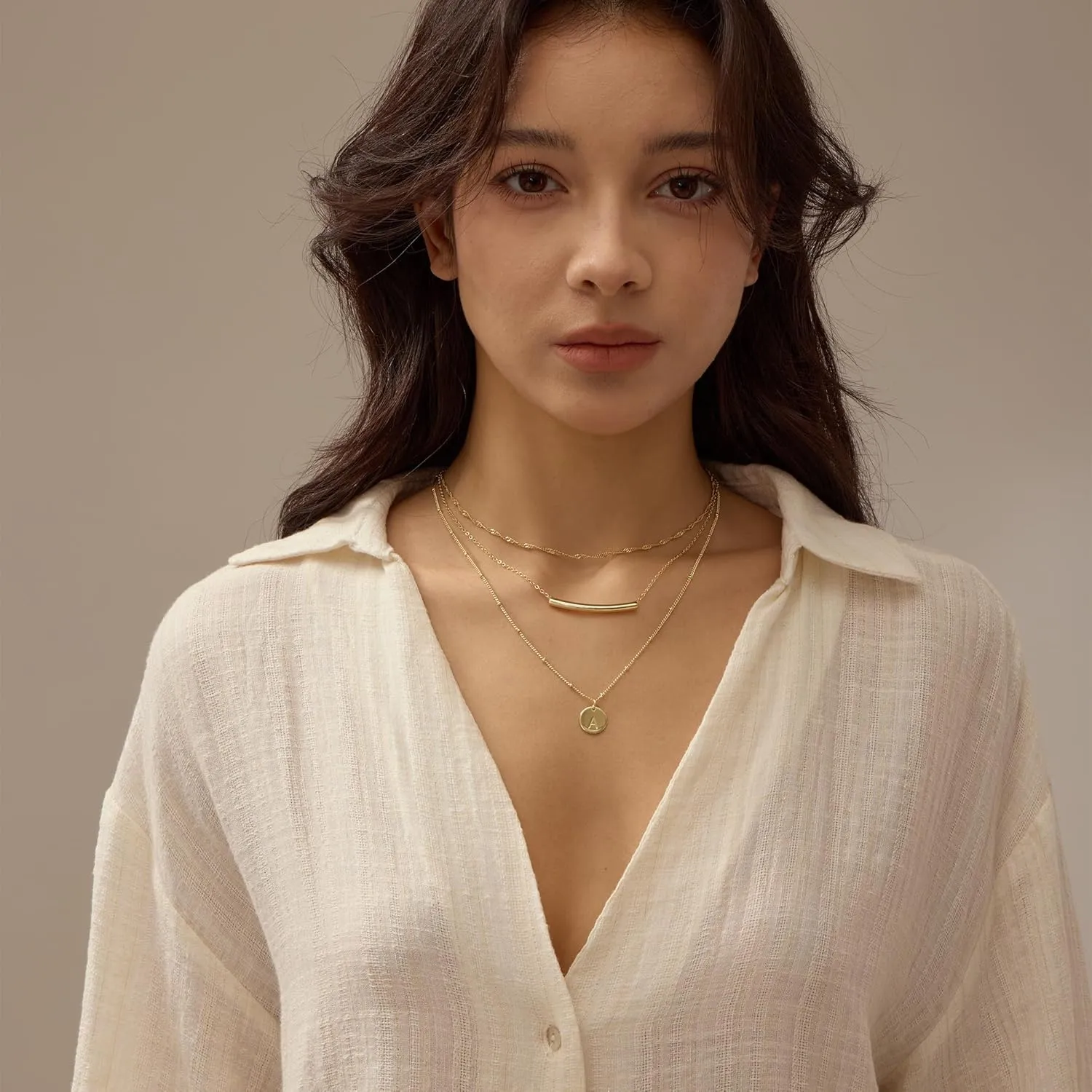 18K Gold Plated Layered Necklaces for Women - Dainty Gold Necklaces, Layered Initial Necklaces for Women Gold, Choker Necklace, Gold Layering Necklaces, Stacked Necklaces for Women, Gold Jewelry Set