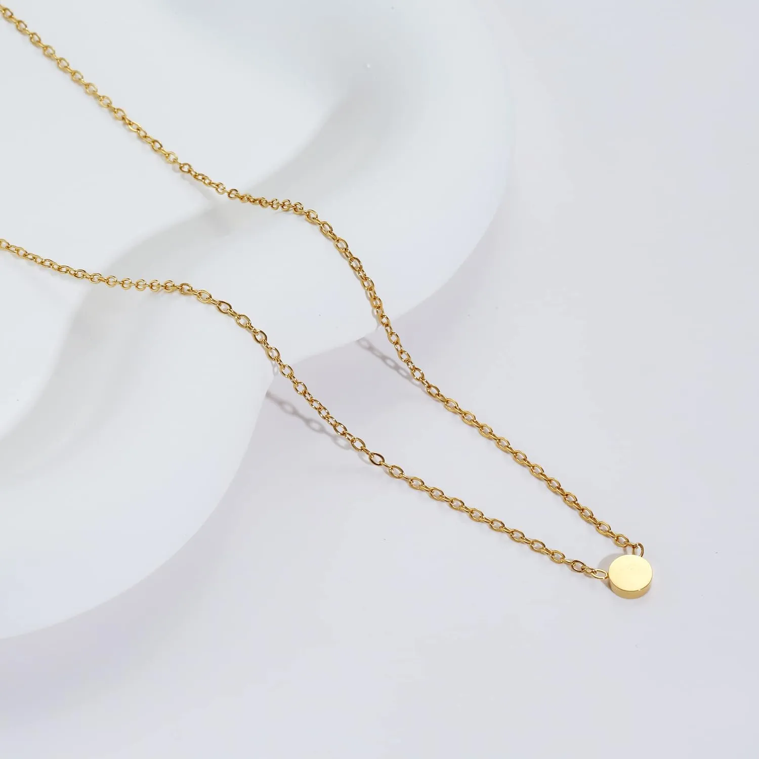 18K Gold Plated Snake Chain Herringbone Necklace Layered Choker Chain Necklaces for Women Dainty Dot Pendant Necklaces Waterproof Jewelry
