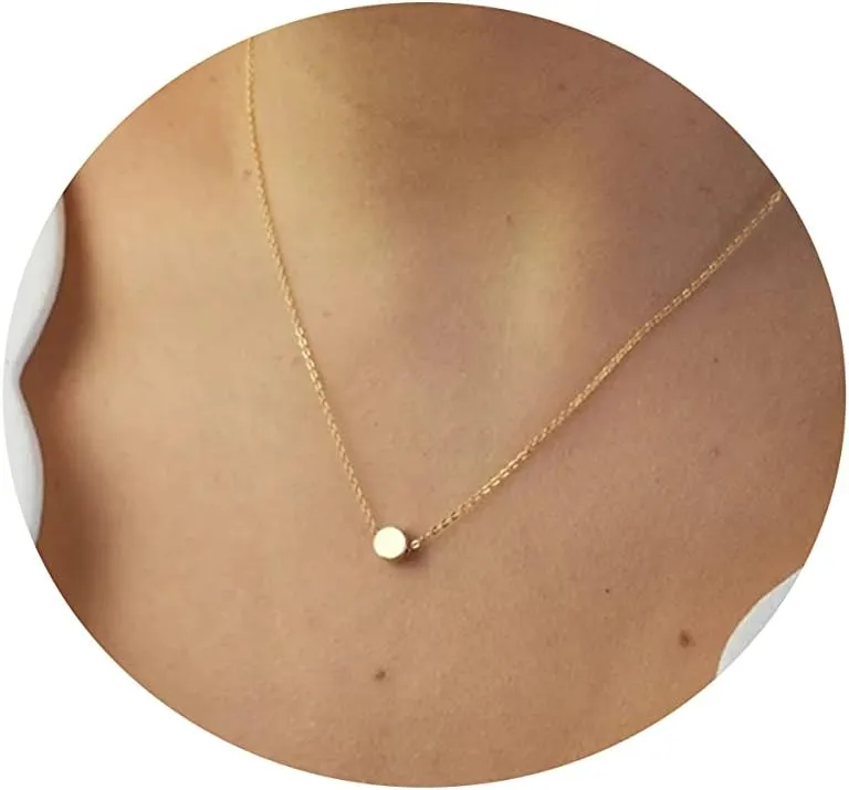 18K Gold Plated Snake Chain Herringbone Necklace Layered Choker Chain Necklaces for Women Dainty Dot Pendant Necklaces Waterproof Jewelry