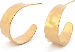 18K Real Gold Plated Hoop Earrings for Women Trendy Chunky Gold Earrings Stainless Steel Gold Open Hoop Jewelry Gift for Wife Girlfriend